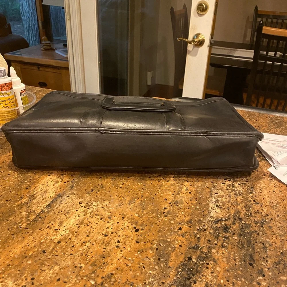 Coach black leather briefcase unisex